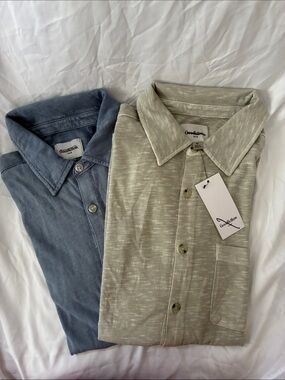 Goodfellow & Co Short-Sleeve Button-Up Set — Sage Green & Dusty Blue 💯 cotton